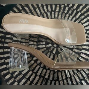 Size 8 Zara transparent heeled sandal